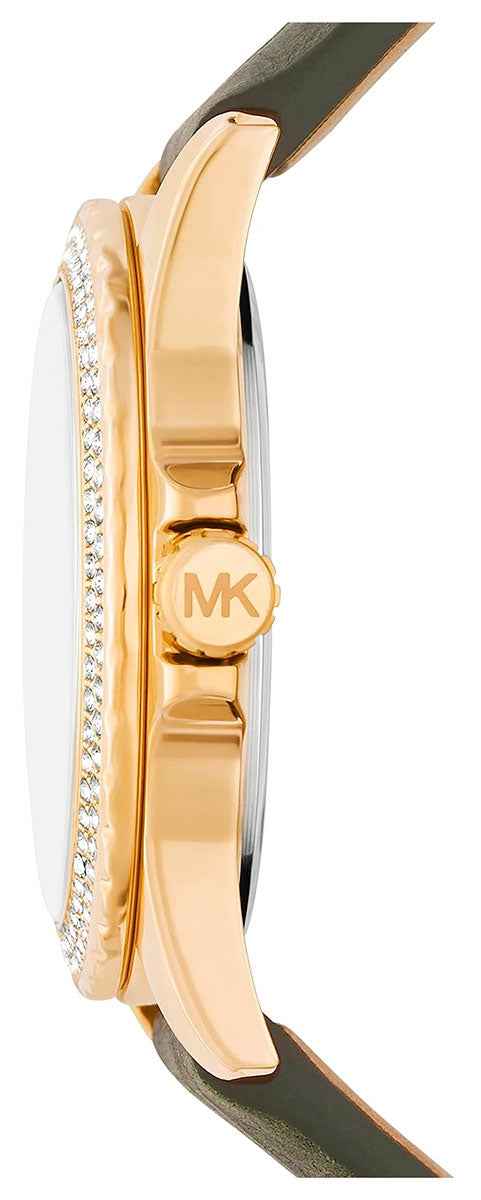 Michael Kors Mini Everest MK4720 Women's White Dial Green Leather Strap Watch
