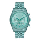 Michael Kors Lexington MK8793 men's blue dial blue stainless steel chronograph watch front view