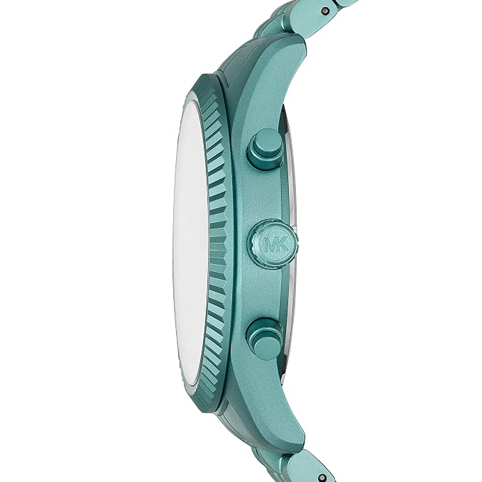 Side profile of Michael Kors Lexington MK8793 blue stainless steel men's watch