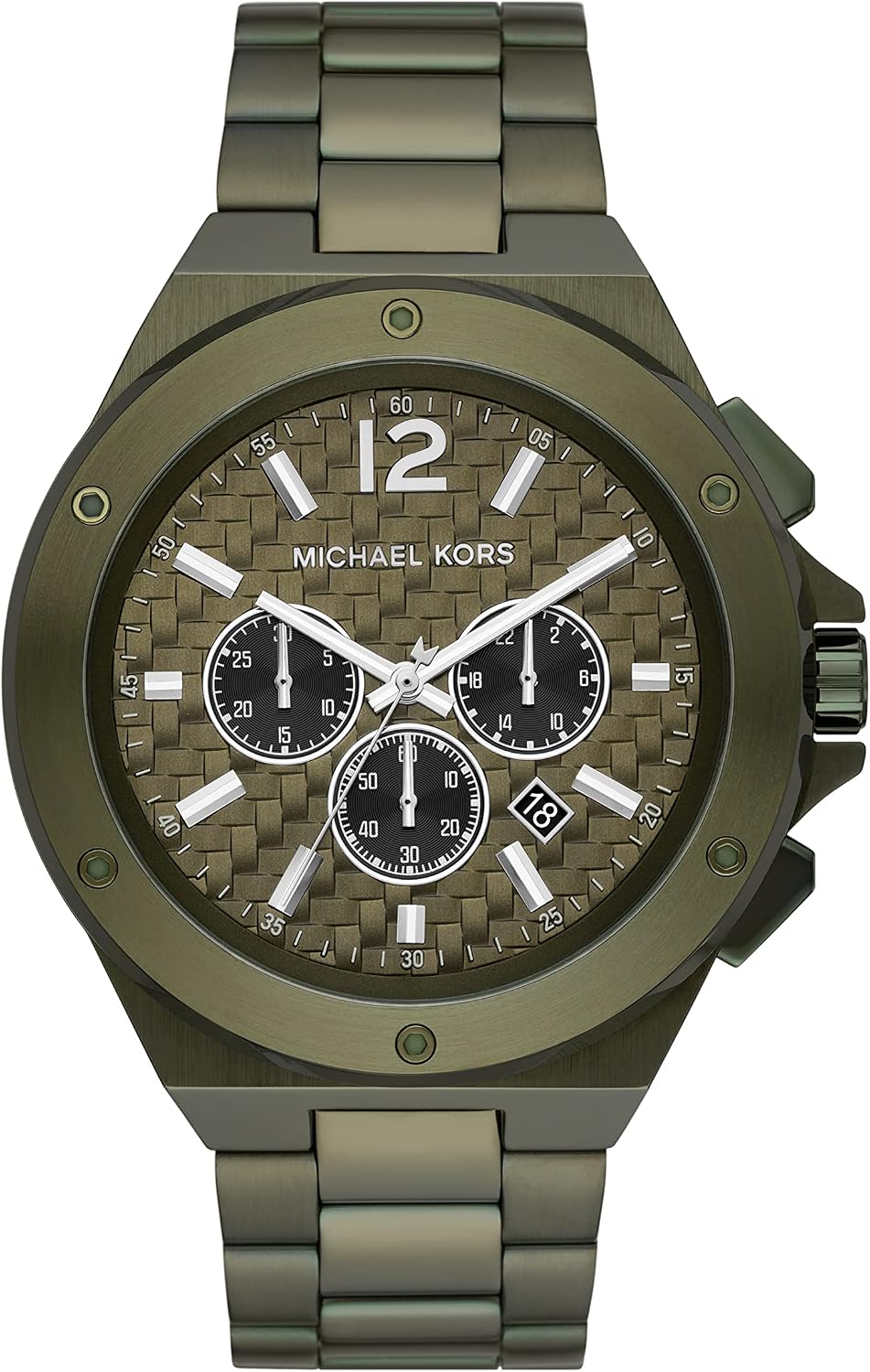 Michael Kors Lennox MK9103 men's green dial green chronograph watch front view