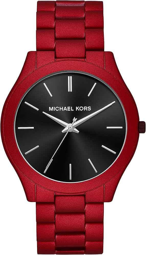 Michael Kors Slim Runway MK8712 Men's Black Dial Red Stainless Steel Watch