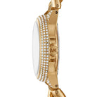 Side profile of Michael Kors Mini Camille MK6842 gold crystal bracelet watch
