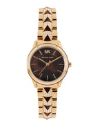 Michael Kors Runway Mercer MK6855 women's brown dial gold-tone watch front view