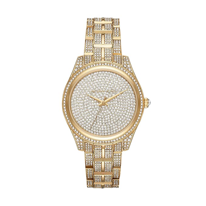 Gold front view of Michael Kors Lauryn MK3930 women's stainless steel watch