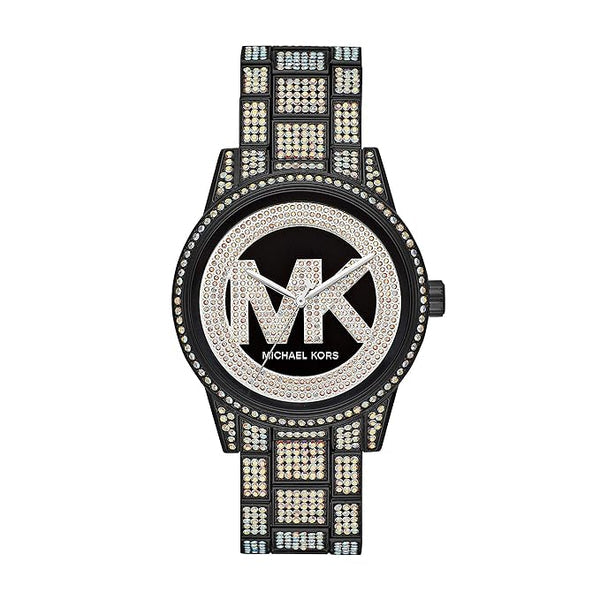 Michael Kors Ritz MK6733 women's black dial black stainless steel watch front view