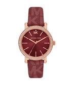 Michael Kors Corey Mulberry MKO1025 women's mulberry dial rose gold leather watch front view