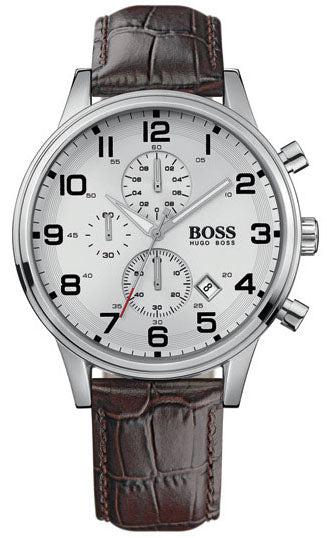 Hugo Boss Aeroliner White Dial Brown Leather HB1512447 – Men’s Watch - Luxverse