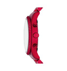 Side profile of Michael Kors Lexington MK8814 red stainless steel men's watch