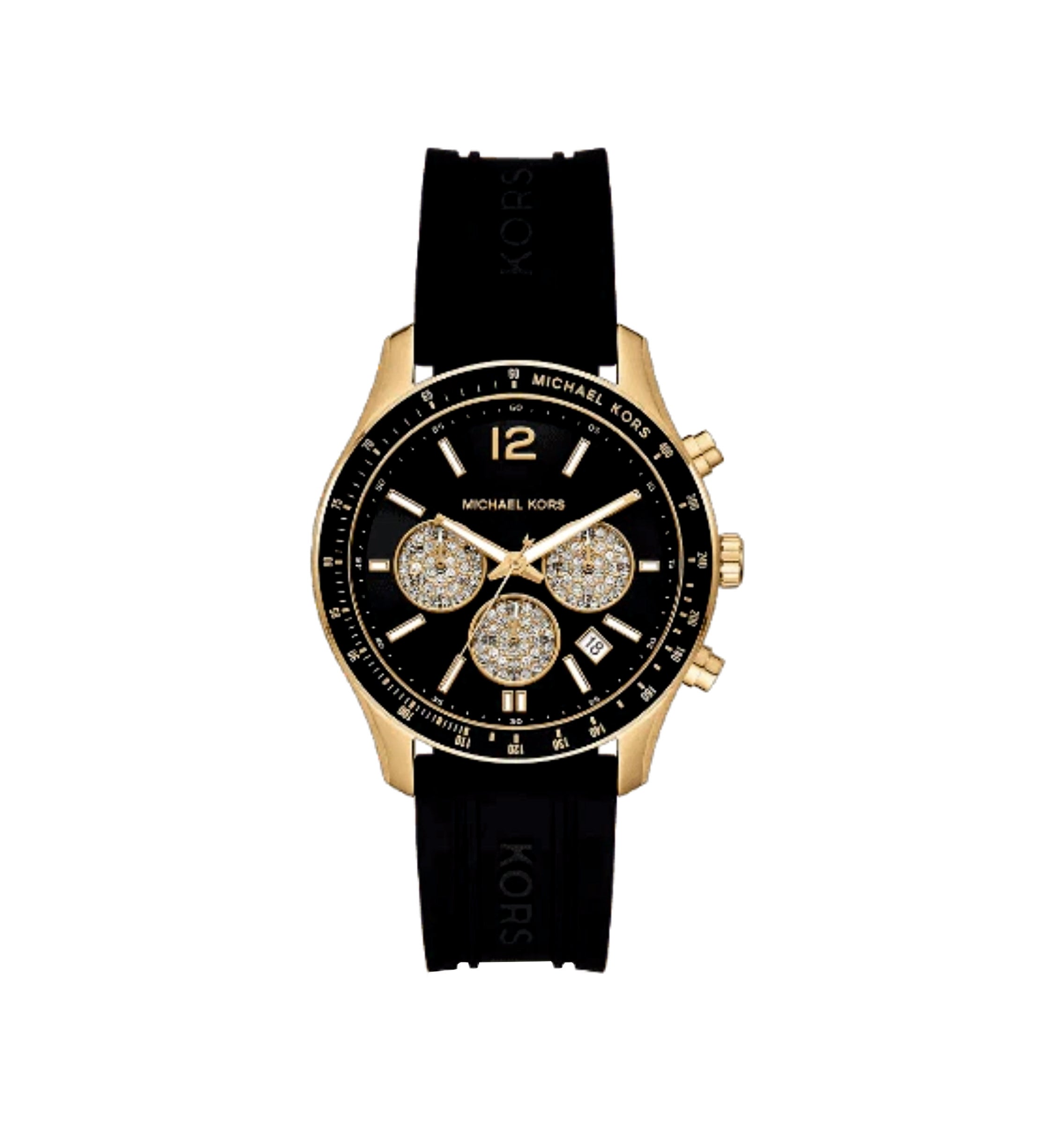 Michael Kors Lauryn Gift Set MK1038 women's mother-of-pearl dial rose gold stainless steel watch front view