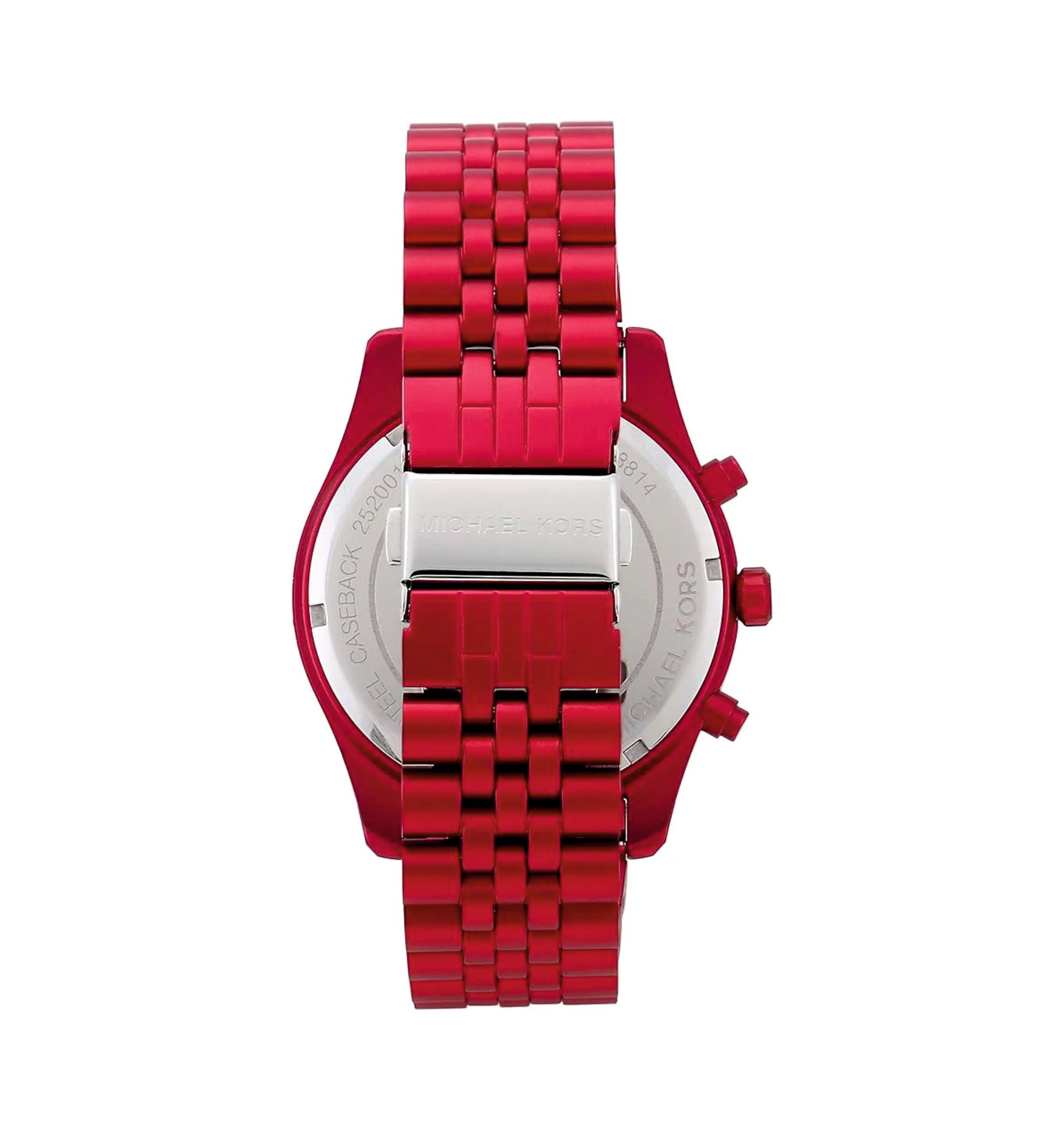 Back case of Michael Kors MK8814 quartz chronograph red wristwatch