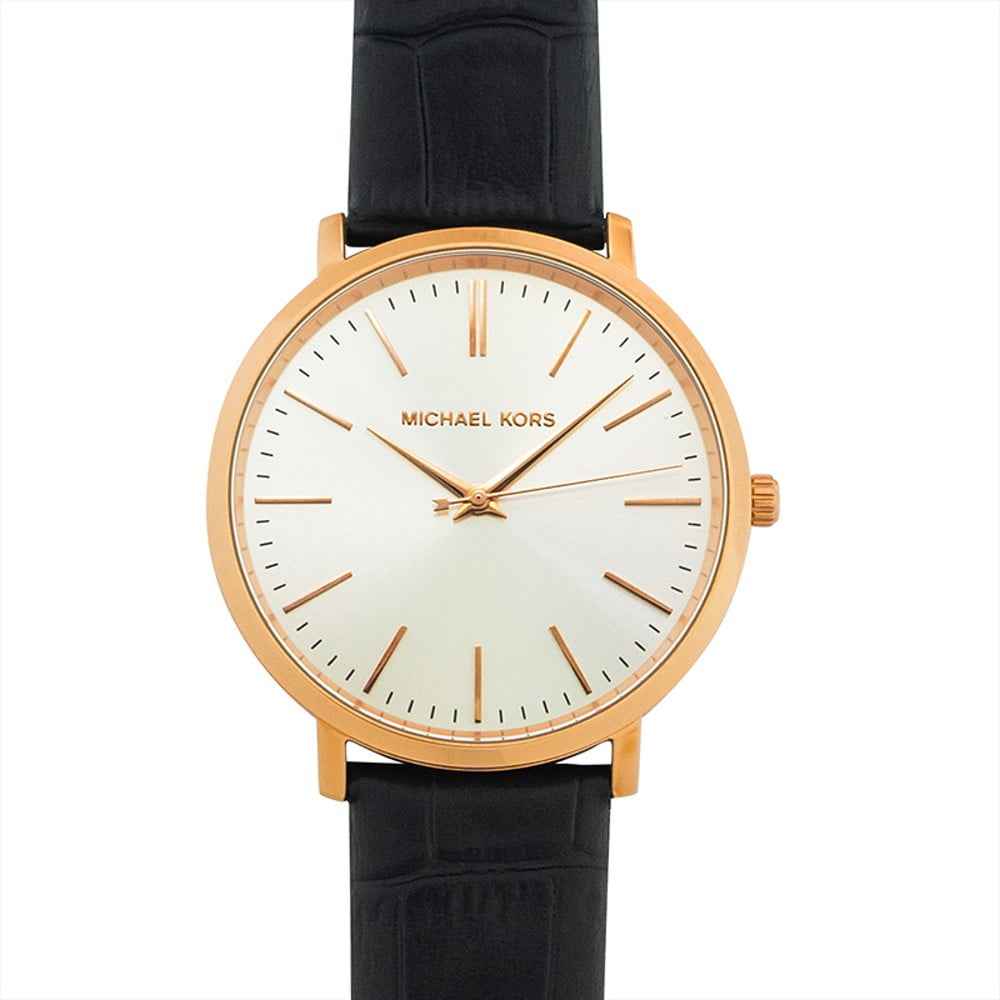 Michael Kors Jaryn MK2472 Women's White Dial Black Leather Watch