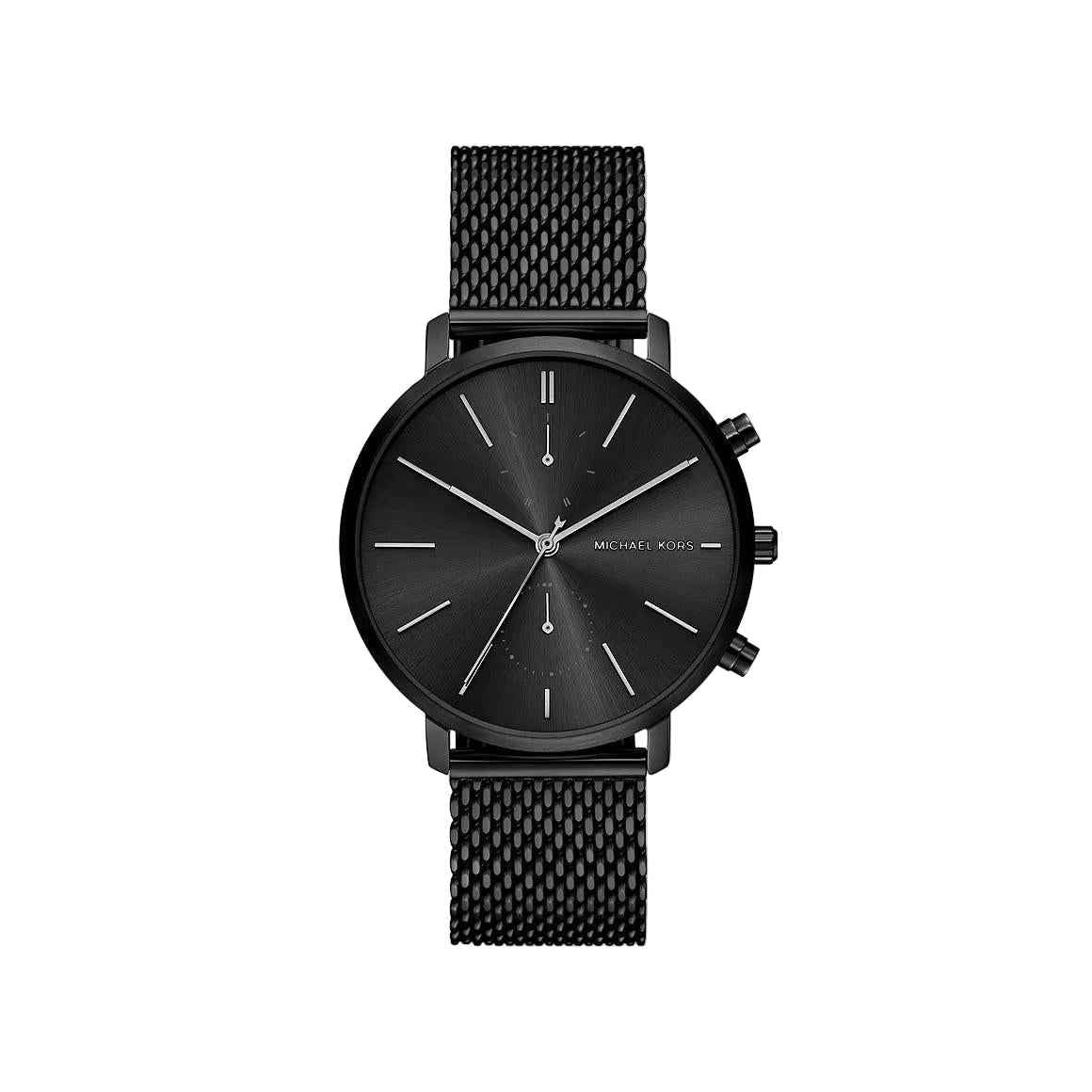 Michael Kors Auden MK7152 men's black dial black mesh strap watch front view
