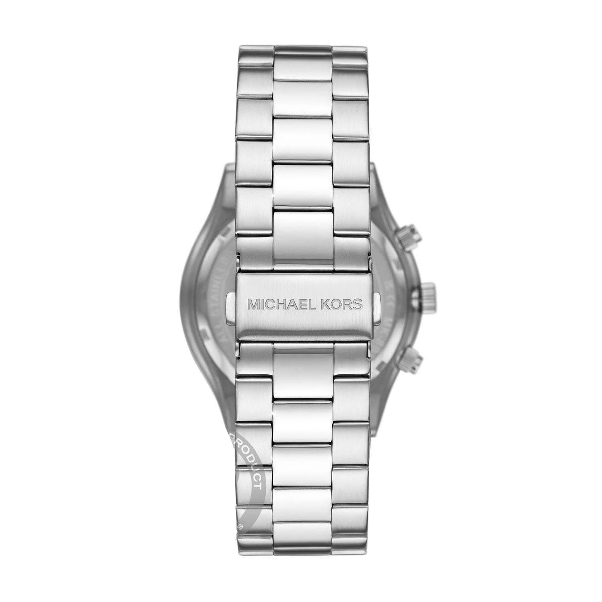 Back case of Michael Kors MK1056 men's stainless steel chronograph wristwatch