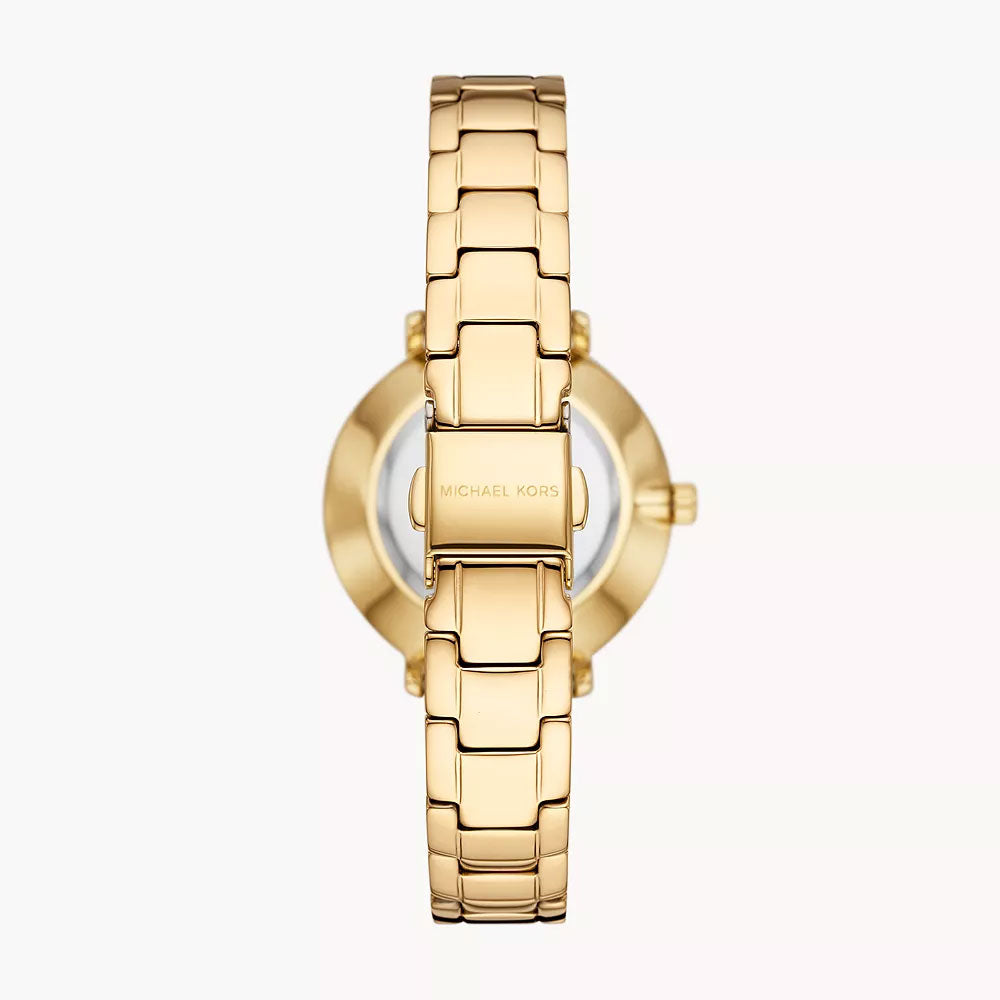 Back case of Michael Kors MK1065 women's gold-tone stainless steel wristwatch