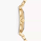 Side profile of Michael Kors Pyper MK1065 gold-tone stainless steel bracelet watch