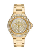 Michael Kors Hamilton MK1067 women's gold dial gold-tone stainless steel watch front view