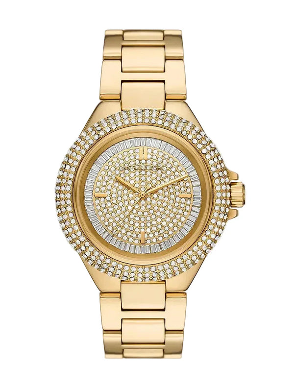 Michael Kors Hamilton MK1067 women's gold dial gold-tone stainless steel watch front view