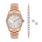 Michael Kors Lexington MK1088SET women's mother-of-pearl rose gold watch gift set front view