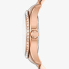 Side profile of Michael Kors Lexington MK1088SET rose gold stainless steel women's watch