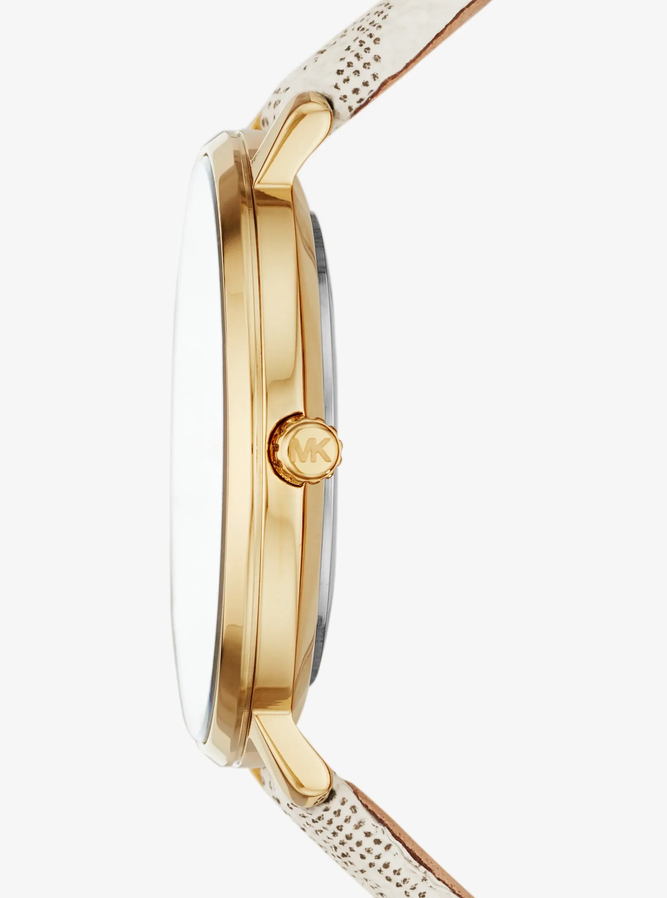 Side profile of Michael Kors Pyper MK2858 stainless steel women's watch