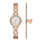 Michael Kors Taryn MK3858 women's white dial rose gold stainless steel watch front view