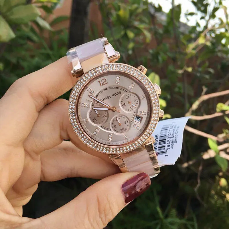 Michael Kors Parker MK5896 luxury ladies watch on white background-1