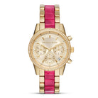 Front view of Michael Kors Ritz MK6517 women's gold chronograph watch