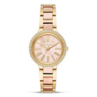 Front view of Michael Kors Mini Taryn MK6564 women's rose dial gold bracelet watch