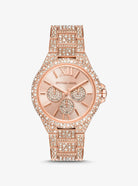 Michael Kors Camille MK6961 women's rose gold dial crystal pave stainless steel watch front view
