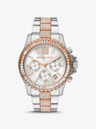 Michael Kors Everest MK6975 women's white dial two-tone stainless steel chronograph watch front view