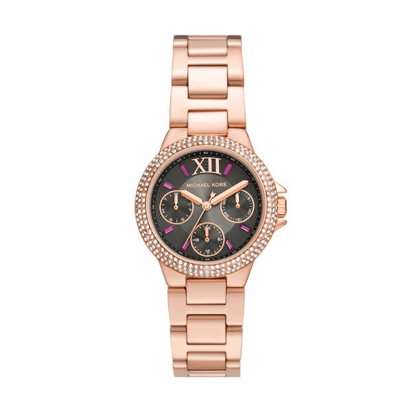 Michael Kors Camille MK6983 women's rose gold stainless steel strap watch front view