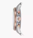 Side profile of Michael Kors Whitney MK7225 pavé crystal two-tone bracelet watch