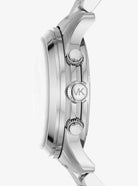 Side profile of Michael Kors Runway Chronograph MK7325 silver bracelet watch