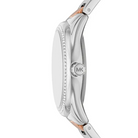Side profile of Michael Kors Janelle MK7383 two-tone metal bracelet watch