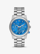 Michael Kors Runway MK7427 Women's Blue World Map Chronograph Stainless Steel Watch