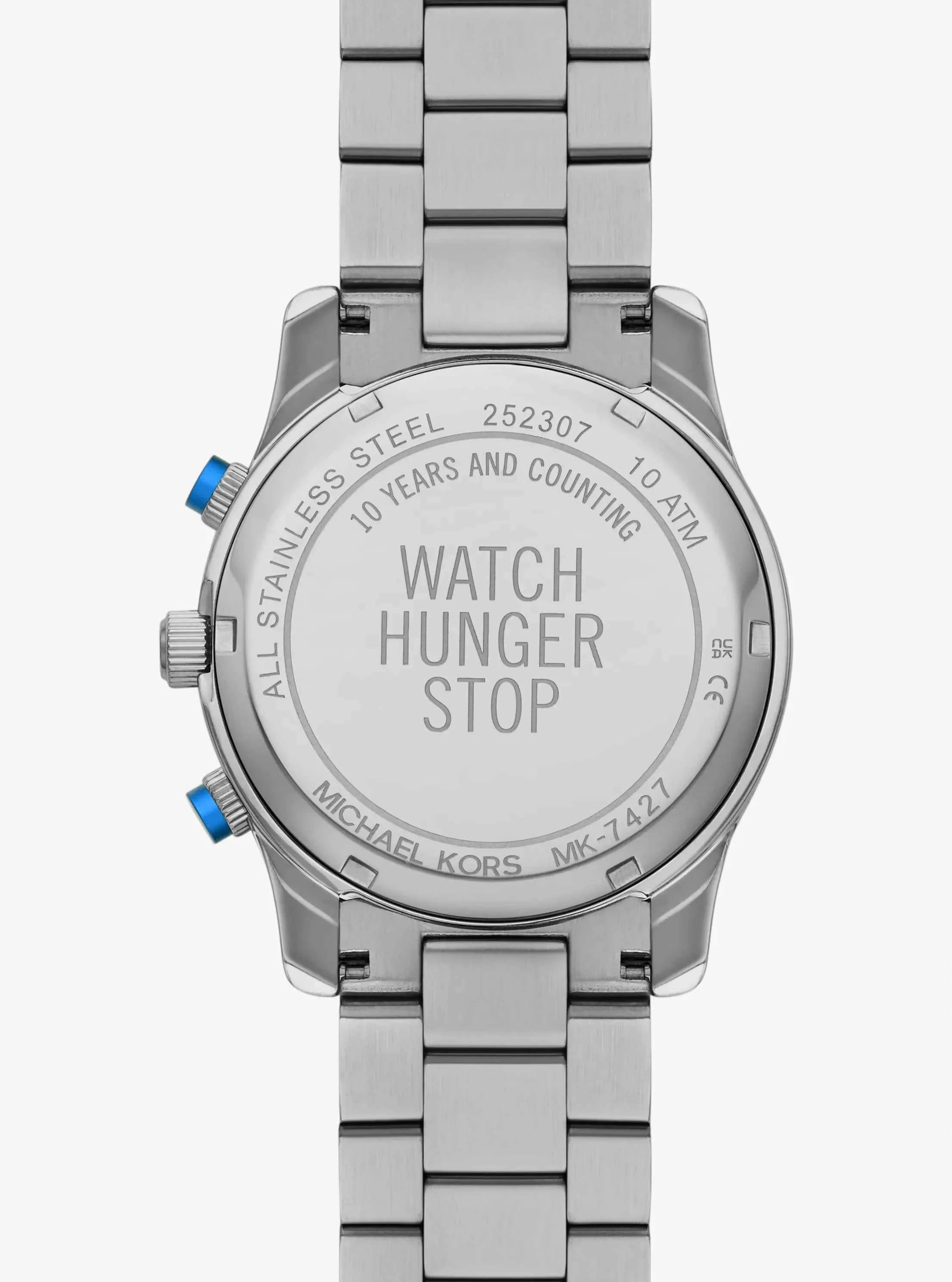 Michael Kors Runway MK7427 Women's Blue World Map Chronograph Stainless Steel Watch