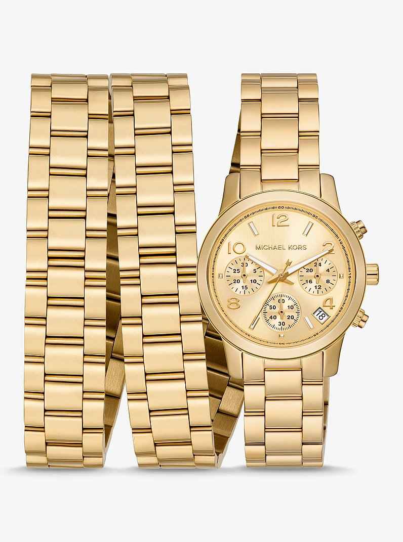 Michael Kors Runway Wrap MK7450 Women's Gold Dial Gold-Plated Stainless Steel Watch