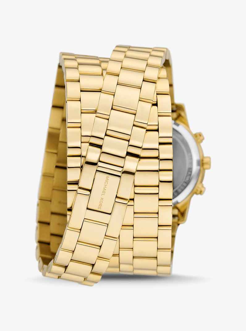 Michael Kors Runway Wrap MK7450 Women's Gold Dial Gold-Plated Stainless Steel Watch
