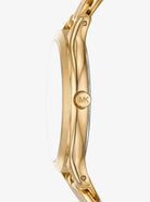 Michael Kors Slim Runway MK7472 Women's White Sunray Dial Gold Stainless Steel Watch