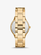 Michael Kors Slim Runway MK7472 Women's White Sunray Dial Gold Stainless Steel Watch