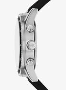 Side profile of Michael Kors Hadyn MK7486 black silicone strap watch