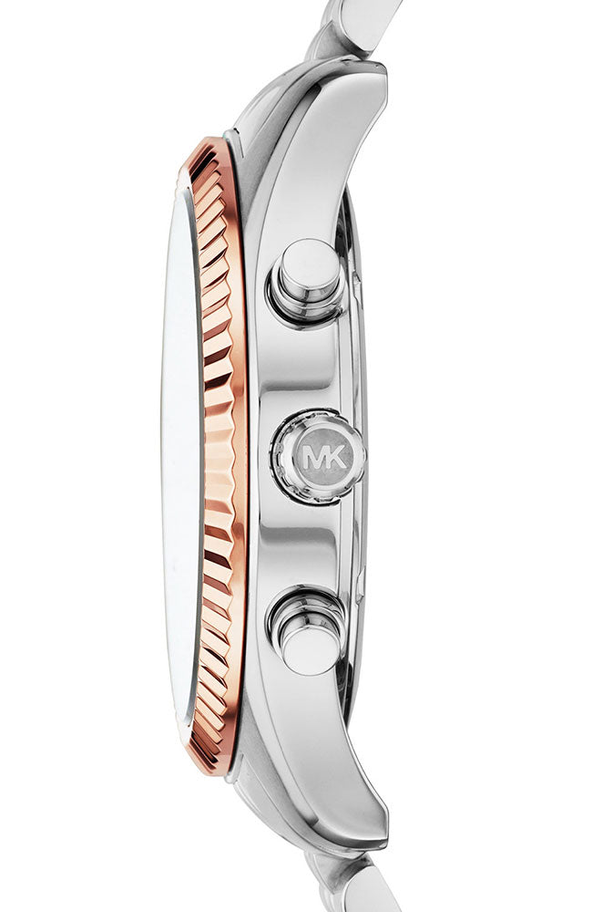 Side profile of Michael Kors Lexington MK8732 silver stainless steel men's watch