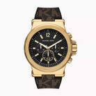 Michael Kors Dylan MK8904 men's black dial brown silicone chronograph watch front view