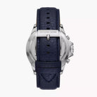 Back case of Michael Kors MK9091 quartz chronograph blue leather wristwatch