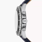 Side profile of Michael Kors Everest MK9091 blue leather strap men's watch