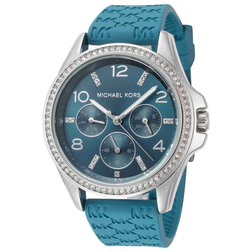 Mini Pilot Pavé MKO1004 Women's Blue Dial Blue Silicone Strap Watch