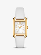 Michael Kors Petite Monroe MKO1059 women's white dial white leather watch front view