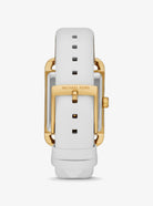 Back case of Michael Kors MKO1059 white leather strap women's wristwatch