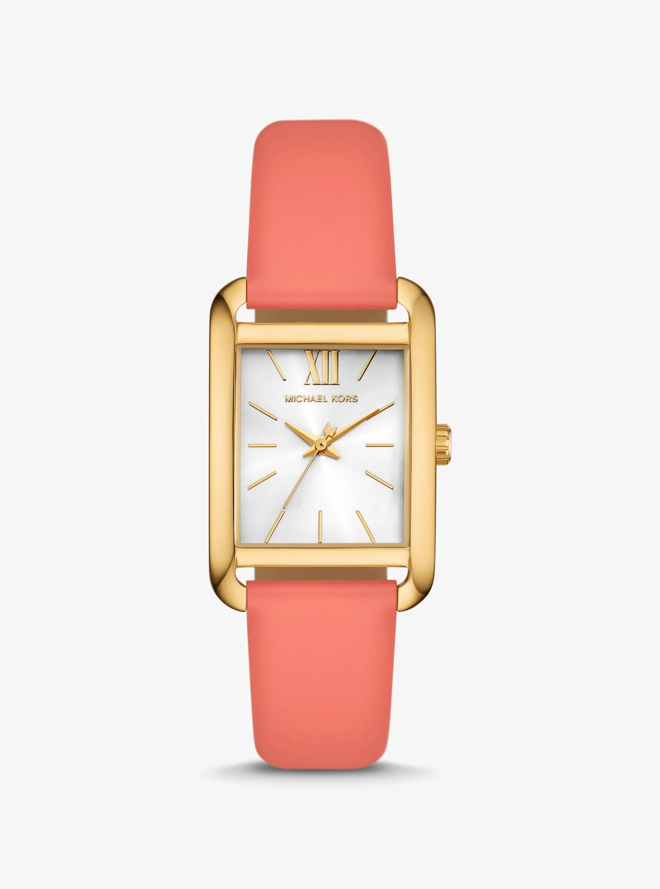 Michael Kors Petite Monroe MKO1060 women's white dial leather watch front view