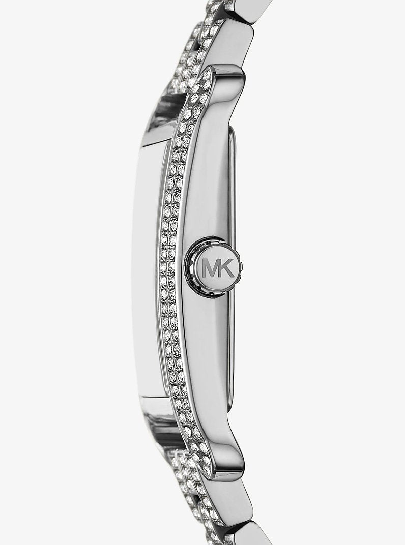 Michael Kors MKO1114 silver pave dial watch
